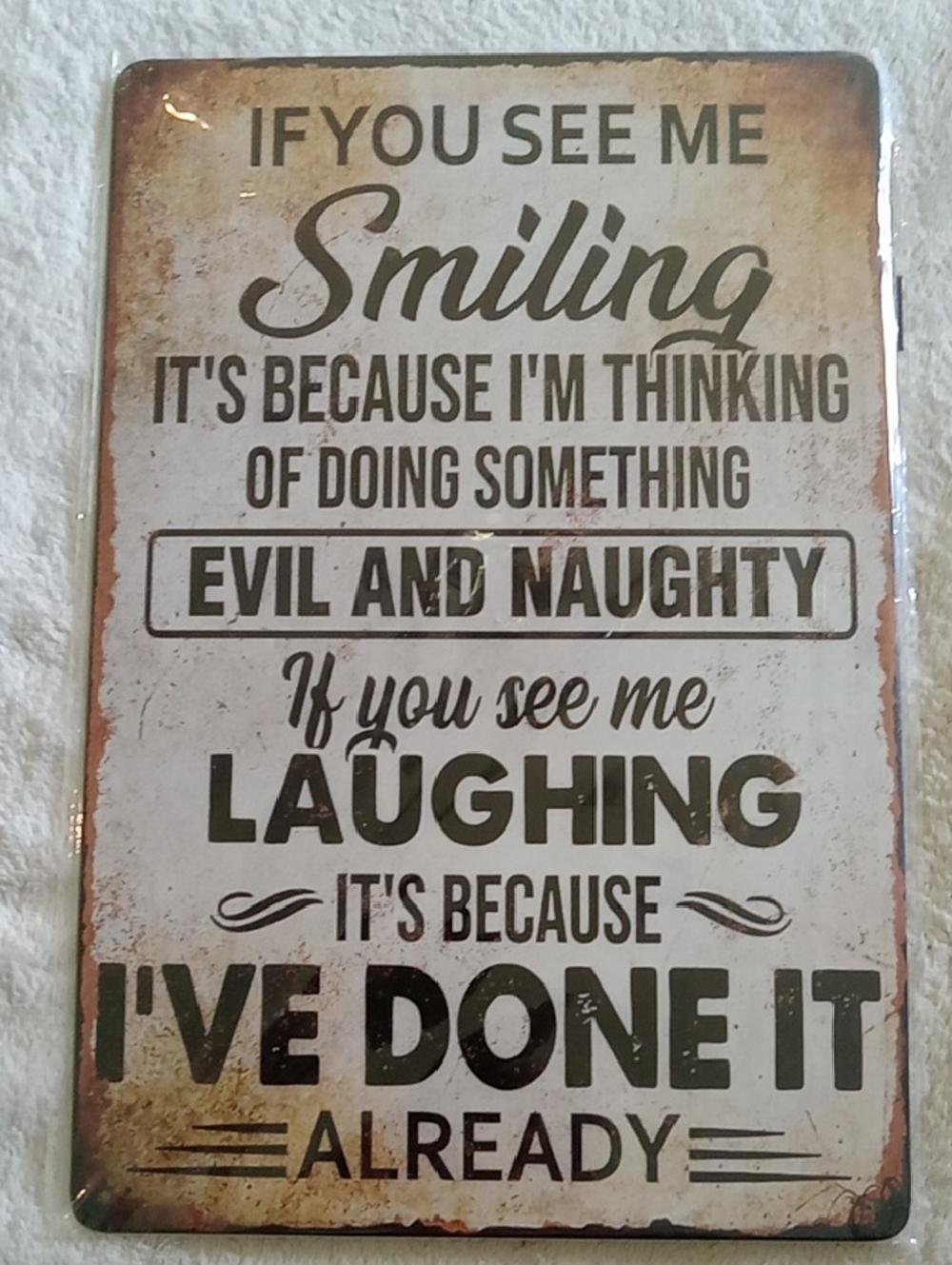 NWT Rustic Metal 'Smiling' Wall Sign - Home Wall Decor
